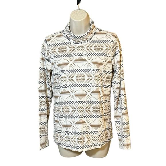 Cozy Columbia Aztec Mock Neck Pullover Neutral Geo Winter Adventure Layer S - Picture 1 of 5